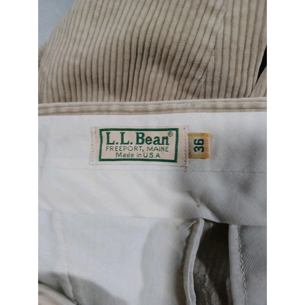 LL Bean Pants Mens 36x30 Khaki Corduroy Straight Leg Made In USA